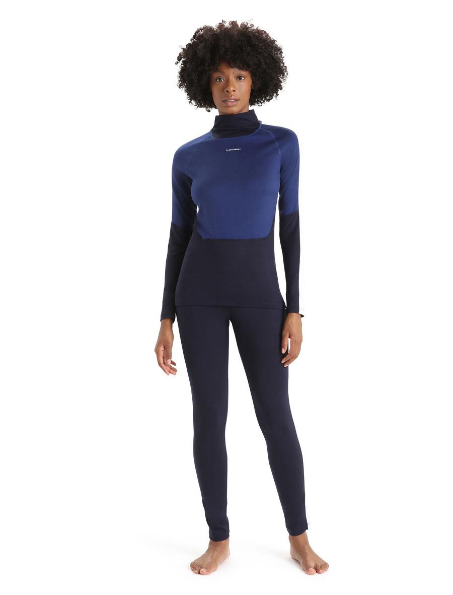 Midnight Navy / Snow Women's Icebreaker Merino 200 Sonebula Thermal Leggings | USA 1535GSOL